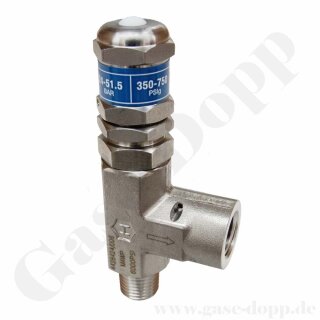 Sicherheitsüberdruckventil - einstellbarer Ansprechdruck 24 - 51 bar - IN 1/4" NPT AG - OUT 1/4" NPT IG - EPDM - Edelstahl