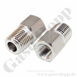 Reduzierung 1/2" NPT AG x G 3/8" IG - 400 bar - Edelstahl