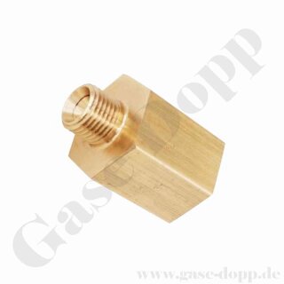 Reduzierung G 1/4" AG x W28,8x1/14" IG - Adapter 25E Innengewinde x G 1/4" RH AG passend für großkonische Gasflaschenventile - 200 bar - Messing