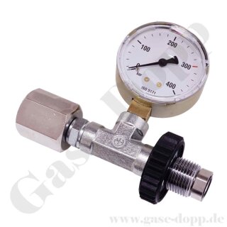 Druckluft 300 bar Adapter mit Manometer - Anschluss G 5/8" AG x G 5/8" IG