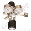 Flaschendruckminderer Kohlenmonoxid Schwefelwasserstoff 200 bar 2-stufig - 0,3 bis 3,0 bar regelbar - Anschluss W1" LH DIN 477-1 Nr.5 - Ausgang 6 mm KRV - EPDM - 3 m³/h - Edelstahl 6.0 - GCE Druva CSLHEDJ