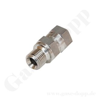 Reduzierung G 1/4" AG x G 1/4" IG ÜM fld - AG konisch dichtend auf IG flachdichtend - 400 bar - Edelstahl