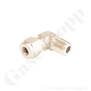 Einschraubverschraubung Winkel 90° - RVS 1/4" x 1/4" NPT AG - Doppelklemmring Rohrverschraubung (RVS) metrisch auf NPT Außengewinde AG - Edelstahl - HAM-LET