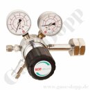 Flaschendruckminderer Wasserstoff 300 bar 1-stufig bis 50 bar regelbar - Anschluss W30x2" LH DIN 477-5 Nr.57 - Ausgang 6 mm KRV - mit Digitalmanometer - Messing verchromt 6.0 - GCE DruvaPUR CPLH0SJ