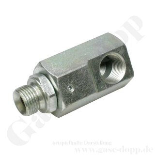 Drehgelenk - 1/4" NPT AG x G 1/4" AG - Winkel 90° - 400 bar - Stahl - mehrteilig gedichtet