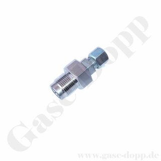 Adapter Druckluft 300 bar - G 5/8" AG x RVS 8 mm - S8 - mehrteilig gedichtet - Messing vernickelt / Stahl