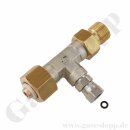 Adapter T-Stück W24,32x1/14" AG x G 1/4" x W24,32x1/14" IG - mit G 1/4" Manometerverschraubung u.a. für Manometer Drucksensoren