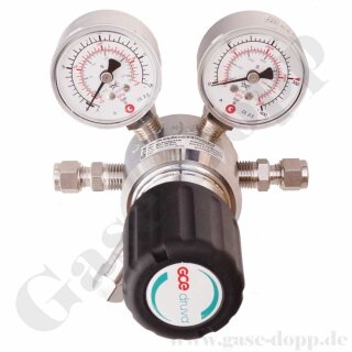 Leitungsdruckminderer bis 50 bar regelbar - Eingang max. 300 bar Rechts - 1-stufig - IN / OUT KRV 6 mm - 6 Port - mit Sicherheitsüberdruckventil FKM - Edelstahl 6.0 - GCE Druva LSLH0SJ