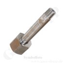 Flaschenanschluss CGA-350 x 1/4" NPT AG - Wasserstoff Methan - 200 bar - Länge 95 mm - Überwurfmutter innen silver beschichtet - Edelstahl