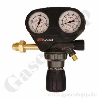 Flaschendruckminderer Stickstoff Italien UNI 4409 / UNI5 - 200 bar 1-stufig bis 10 bar regelbar - Anschluss W21,7x1/14" AG UNI 4409 / UNI5 - Ausgang G 1/4" AG - Messing 4.6 - ProControl PC0780756