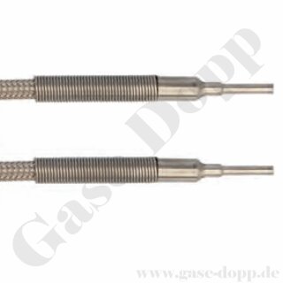 Edelstahlwellschlauch 300 bar DN6 mit beidseitigen Rohrstutzen 10 mm - Länge 40 cm